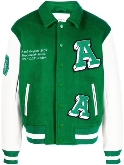 Axel Arigato Illusion Wool Bomber Jacket With Patch In Green