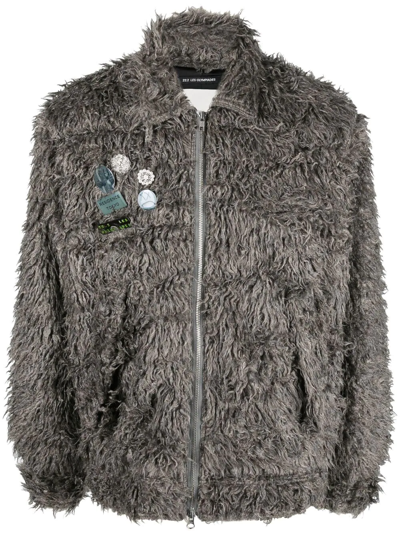 Song For The Mute Pain-splatter Faux-shearling Jacket In Grey