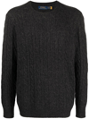 Polo Ralph Lauren Cable-knit Wool-cashmere Sweater In Grey