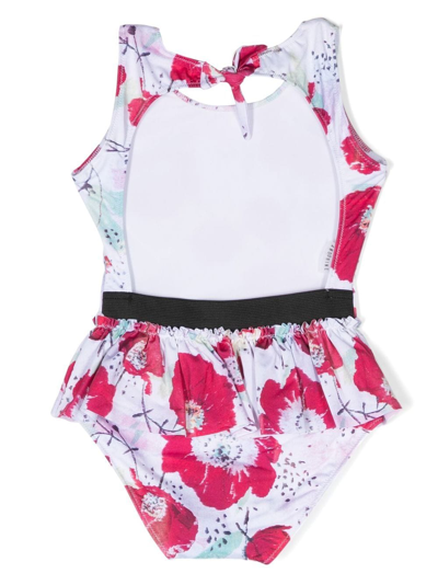 Andorine Kids' Floral-print Swimsuit In White