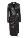 Msgm Black Faux-leather Midi Dress In Black