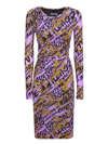Versace Jeans Couture Barocco Logo-print Midi Dress In Black