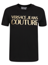 VERSACE JEANS COUTURE T-SHIRT WITH LOGO PRINT BLACK