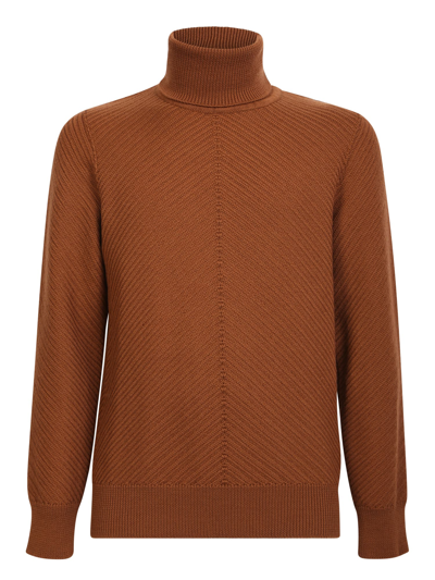 Lardini High-neck Pullover Camel In Brown