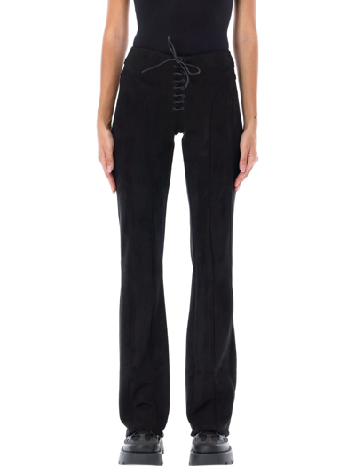 Misbhv Tie-front Faux Suede Trousers In Black