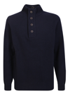 Barbour Wool Sweater With Buttons And Patches In Blue