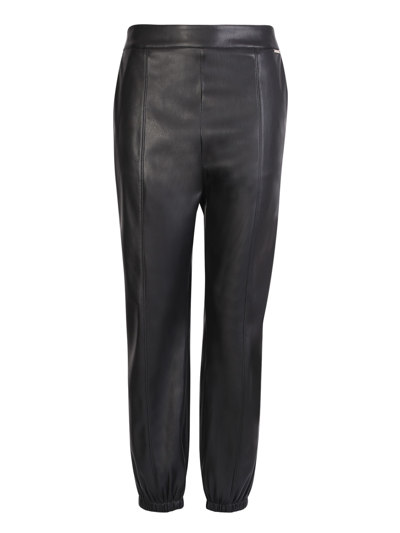Liu •jo Liu Jo Faux Leather Jogger Trousers In Black