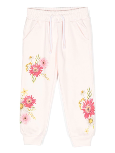Patachou Kids' Floral-print Track Pants In Pink