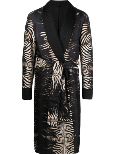 Roberto Cavalli Zebra Print Robe In Black