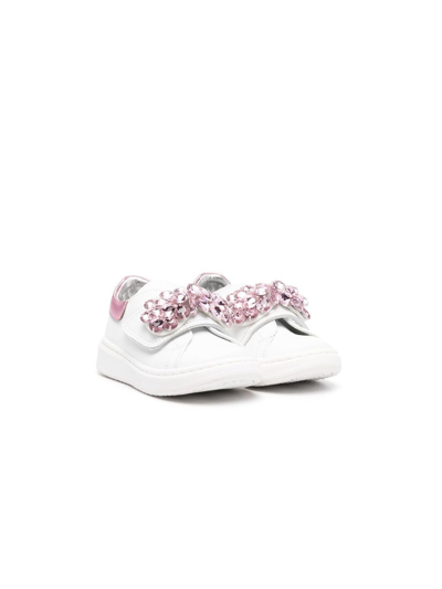 Monnalisa Babies' Embellished Low-top Sneakers In White