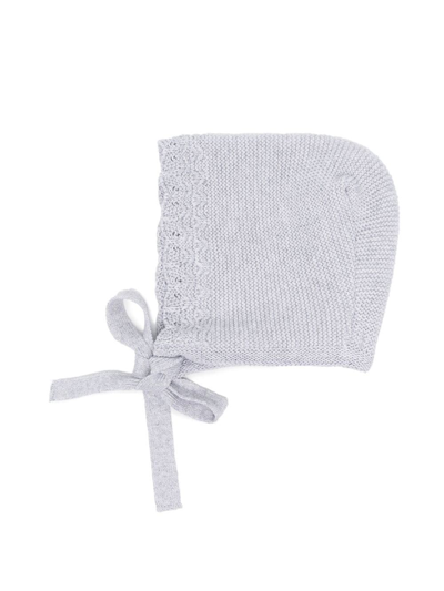 Patachou Babies' Tie-fastening Knit Cap In Grey
