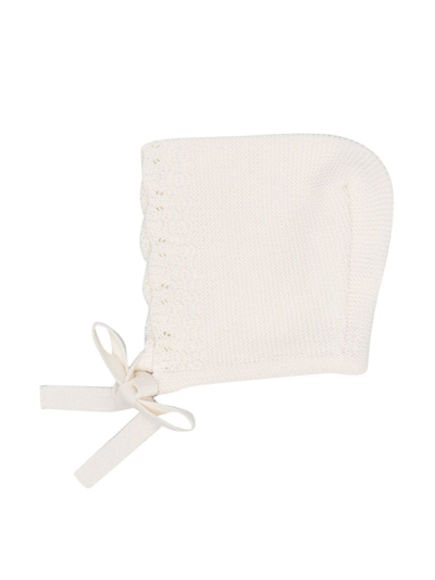 Patachou Babies' Tie-fastening Knit Cap In White