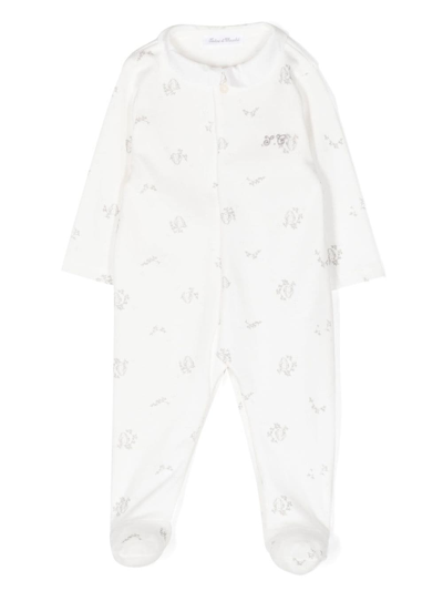 Tartine Et Chocolat Babies' Embroidered-logo Cotton Pajamas In White