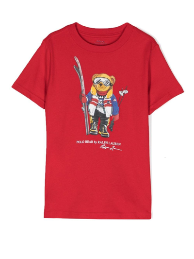 Ralph Lauren Kids' Polo Bear-print Short-sleeve T-shirt In Red