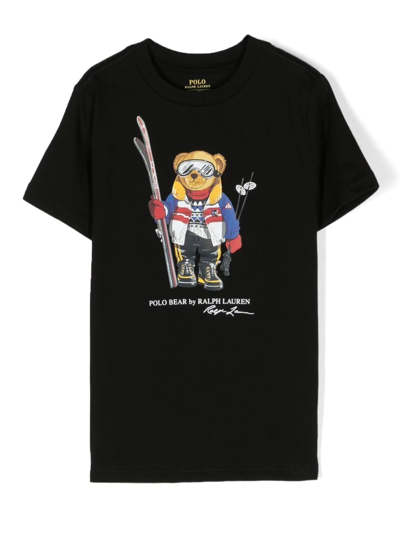 Polo Ralph Lauren Kids' Polo Bear-print Short-sleeve T-shirt In Black