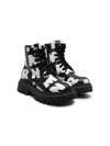 MARNI LOGO-PRINT LEATHER ANKLE BOOTS