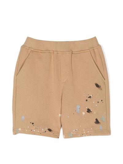 Mostly Heard Rarely Seen 8-bit Kids' Paint-splatter Cotton Shorts In Brown