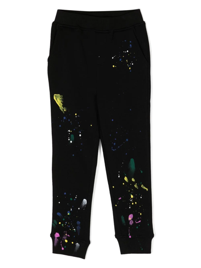 Mostly Heard Rarely Seen 8-bit Kids' Louis Paint-splatter Track Trousers In Black