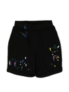Mostly Heard Rarely Seen 8-bit Louis Paint-splatter Track Shorts In Black