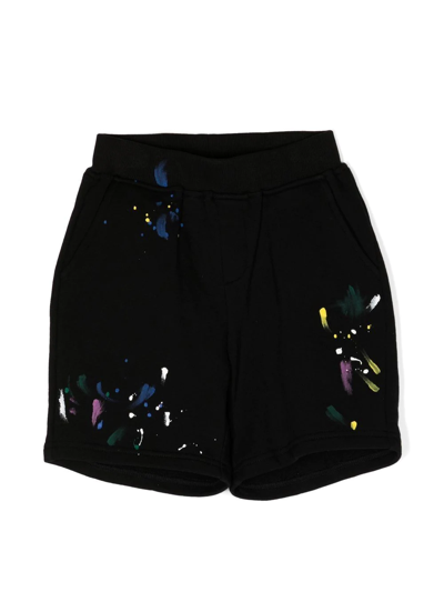 Mostly Heard Rarely Seen 8-bit Kids' Louis Paint-splatter Track Shorts In Black