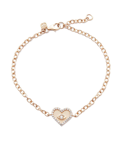 Sydney Evan 14kt Yellow Gold Heart Evil Eye Charm Bracelet