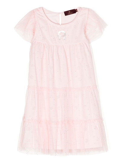 Aigner Kids' Short-sleeve Tiered Dress In Pink