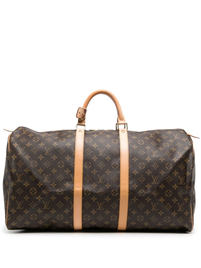 Pre-owned Louis Vuitton 2004  Monogram Keepall 55 Travel Bag In Brown