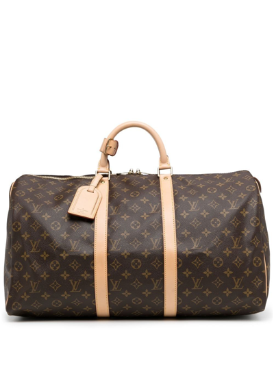 Pre-owned Louis Vuitton 1997  Monogram Keepall 50 Travel Bag In Brown