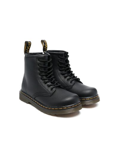 Dr. Martens' Kids' Chunky Lace-up Leather Boots In Black