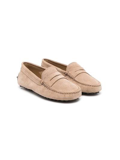 Tod's Kids' Gommino Driving Shoes In Neutrals