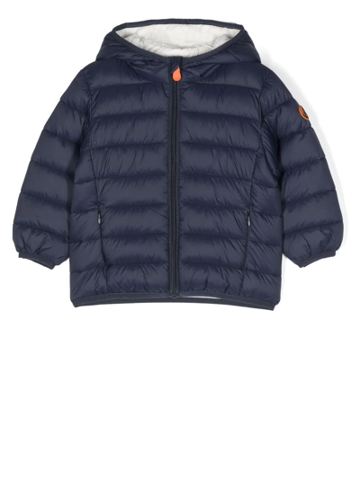 Save The Duck Babies' Hooded Padded Jacket In Blue
