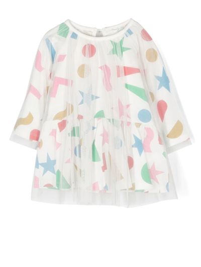 Stella Mccartney Babies' Printed Tulle Dress In Multicolour