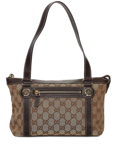 Pre-owned Gucci Gg Supreme Charmy Shoulder Bag In Brown