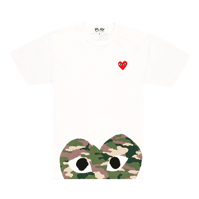 Pre-owned Comme Des Garçons Play Camouflage Half Heart Tee 'white'