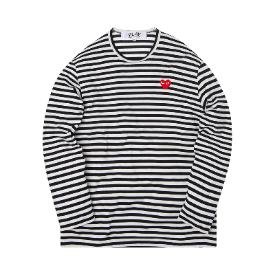 Pre-owned Comme Des Garçons Play Heart Striped T-shirt 'black/white'