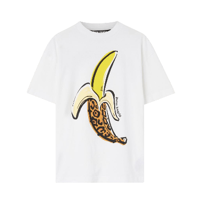 Pre-owned Palm Angels Banana Printed Classic T-shirt 'white/yellow'