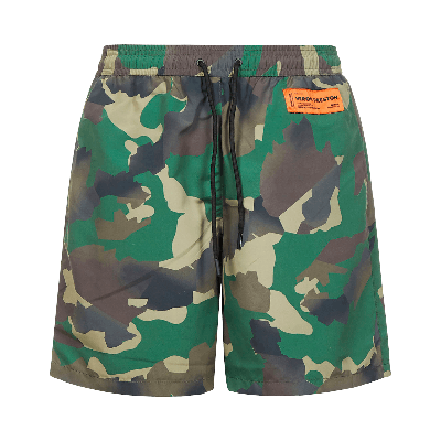 Pre-owned Heron Preston Nylon Swimshorts 'military Green'