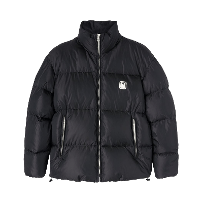 Pre-owned Palm Angels Logo Down Jacket 'black/white'