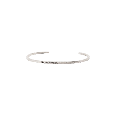 Maison Margiela Silver Logo Cuff Bracelet In Silver_color