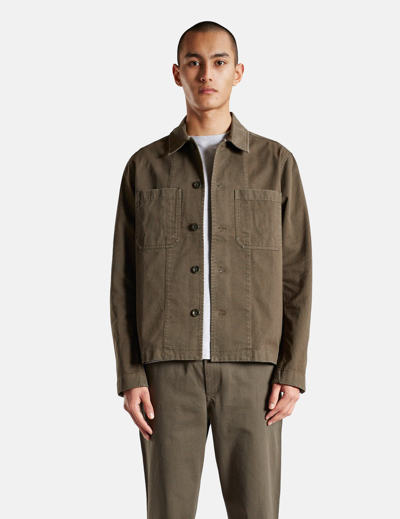 Norse Projects Mens Tyge Organic Broken Twill Overshirt In Beech Green