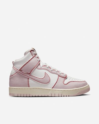 Nike Dunk 1985 Topstitched Denim And Leather High-top Trainers In Pink