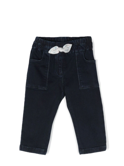 Chloé Babies' Bow-embellished Tapered Jeans In Blue