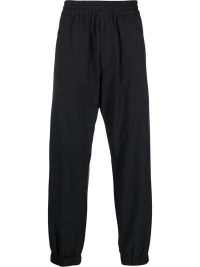 Moncler Logo-print Straight-leg Trousers In Black