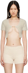 Jacquemus White La Maille Neve Knitted Crop Top In Cream