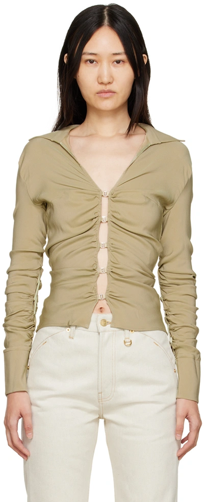 Jacquemus La Chemise Soffio Gathered Shirt In Nude & Neutrals