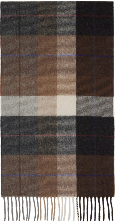 Noah Brown Cashmere Scarf In Snd Sand Plaid
