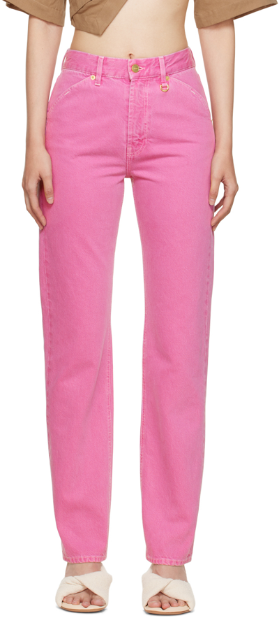 Jacquemus Le De Nîmes High-rise Flared Jeans In Bright Pink