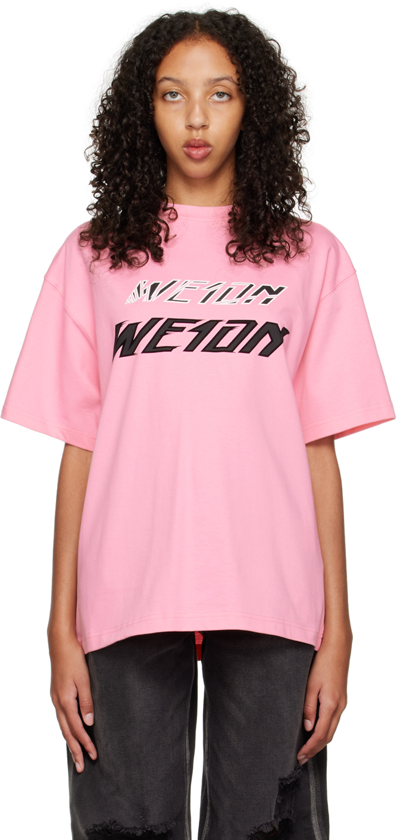 We11 Done Pink Speed Logo Print Cotton T-shirt