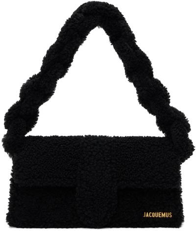 Jacquemus Le Bambidou Shearling Shoulder Bag In Black