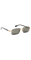 Gucci Rectangular Narrow Rimless Sunglasses